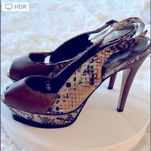 Joey platform snakeskin heels